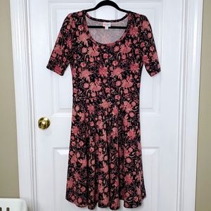 Women's LLR Nicole Dress Size Medium Black with pink floral